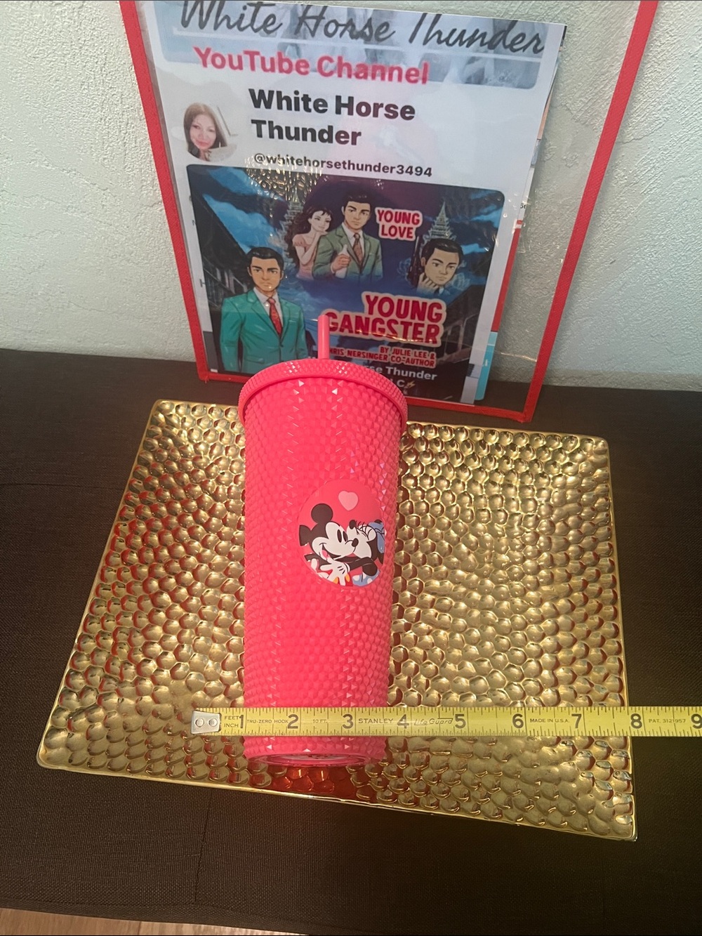 #2455**Pink Studded Mickey & Minnie Travel Tumbler with Straw - Picture 3 of 16